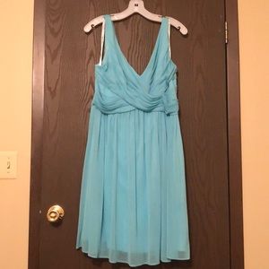 DAVID’S BRIDAL Short Mesh Dress with Cowl Back